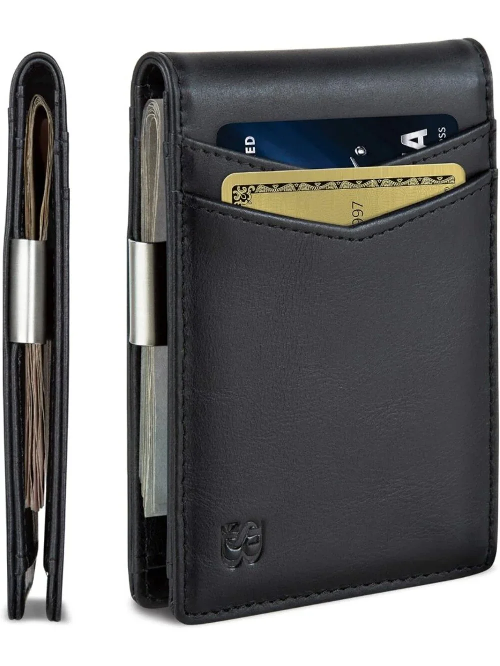 Slim RFID Blocking Money Clip Wallet for Men - Minimalist Front Pocket Card